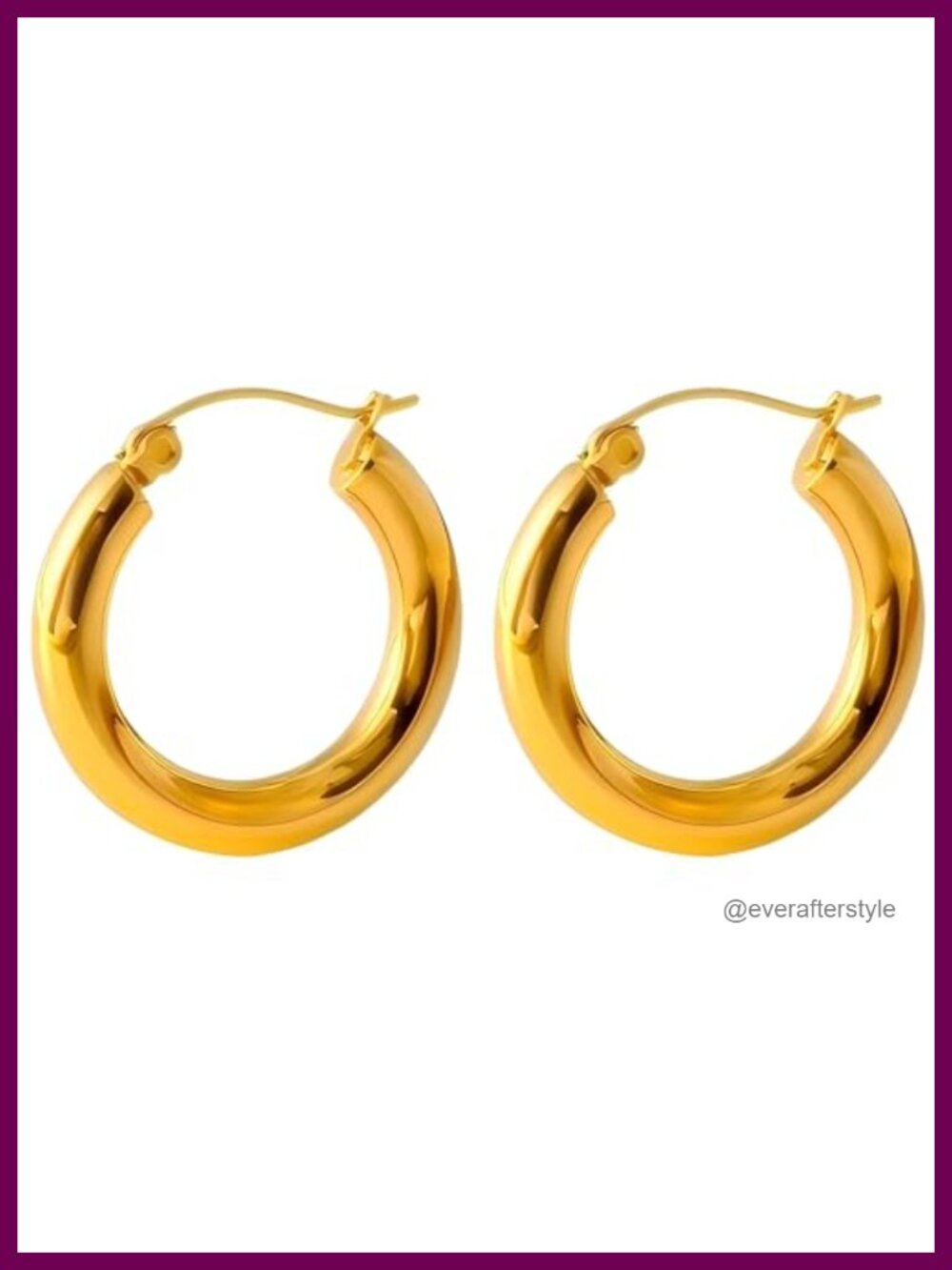 18K Gold Plated Tube Hoop Earrings Hypoallergenic Round Hoops for Women